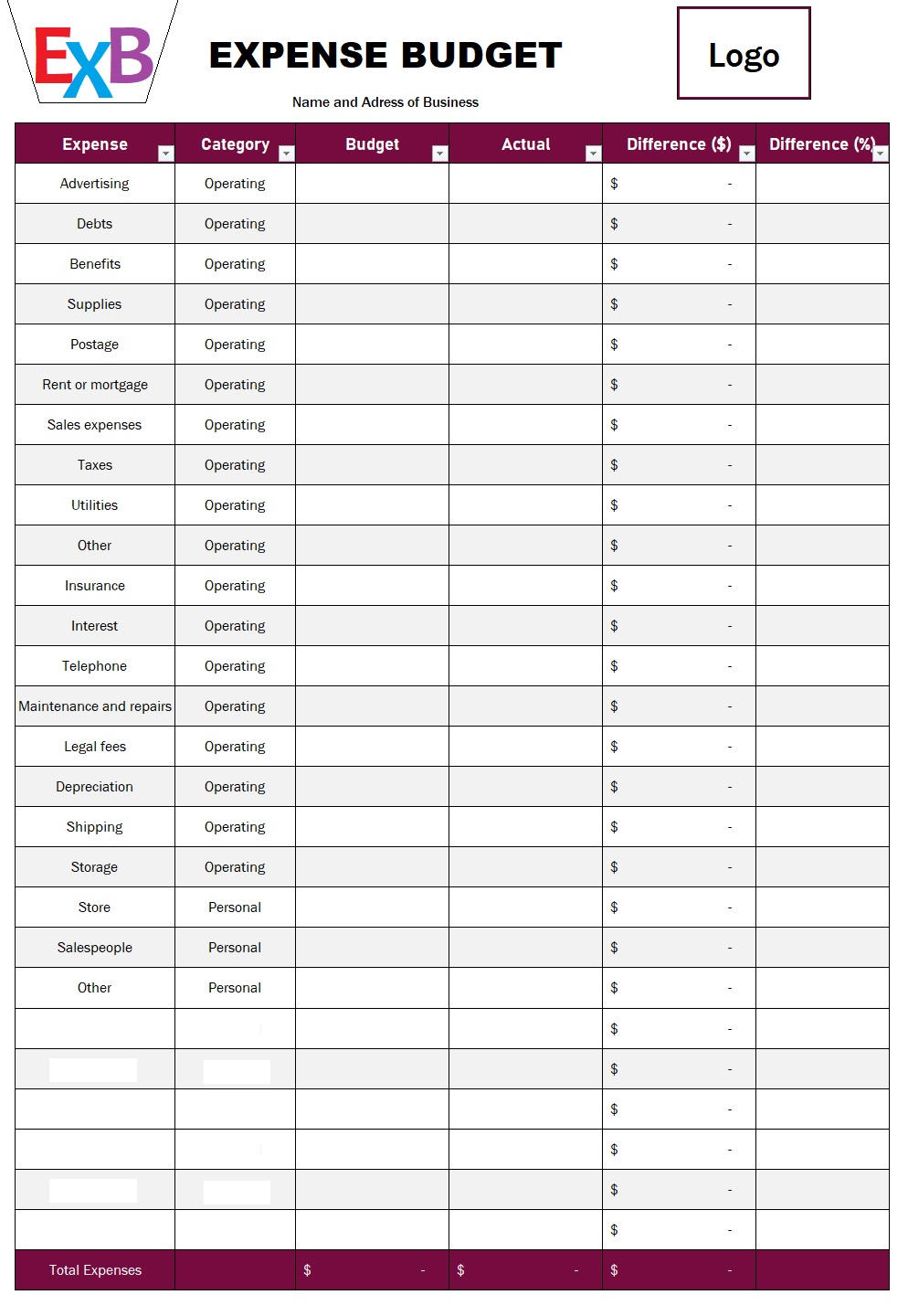Budget Expenses Template Free Word Excel Templates Budget Expenses Template Free Word Excel Templates