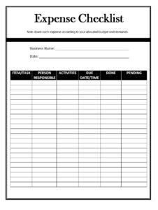 Expense List Template | Free Word &amp; Excel Templates