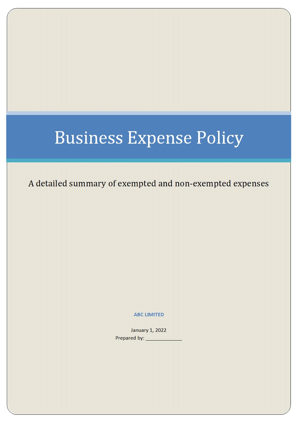 Expense Policy Template Free Word Excel Templates
