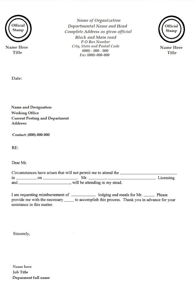 Expense Reimbursement Letter Template Free Word Excel Templates