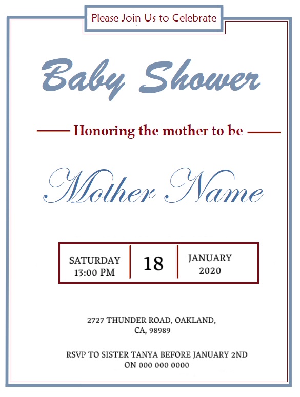 Baby Shower Invitation Format