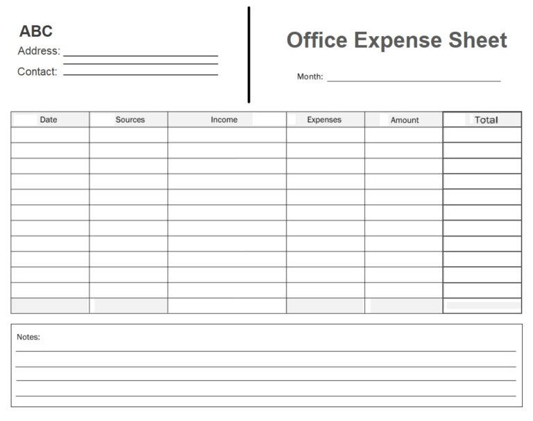 Office Expenses Sheet Template Free Word & Excel Templates