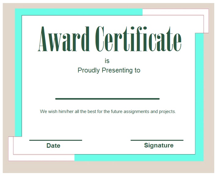 award certificate format