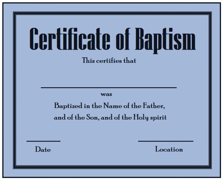 Baptism Certificate Template Free Word & Excel Templates