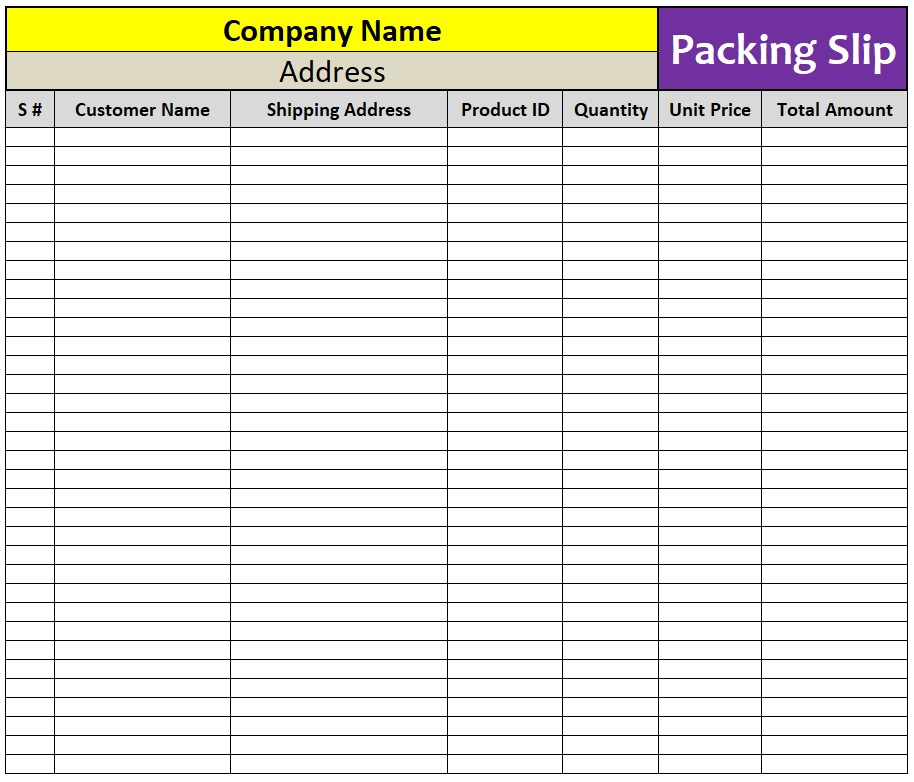 Packing Slip Template