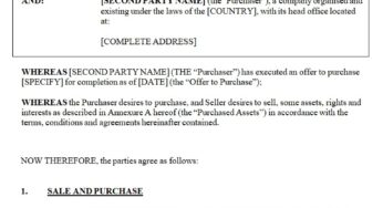 Asset Purchase Agreement Template