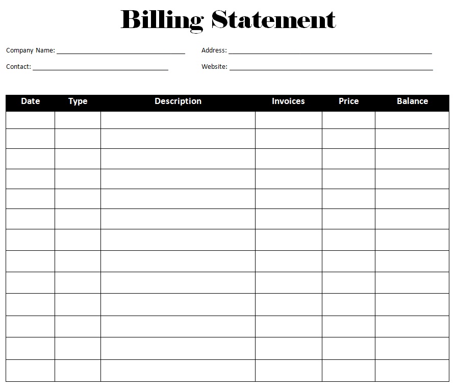 Billing Statement Template