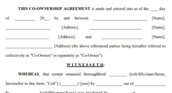 Co-owner Agreement Template