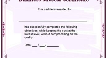 Business Success Certificate Template