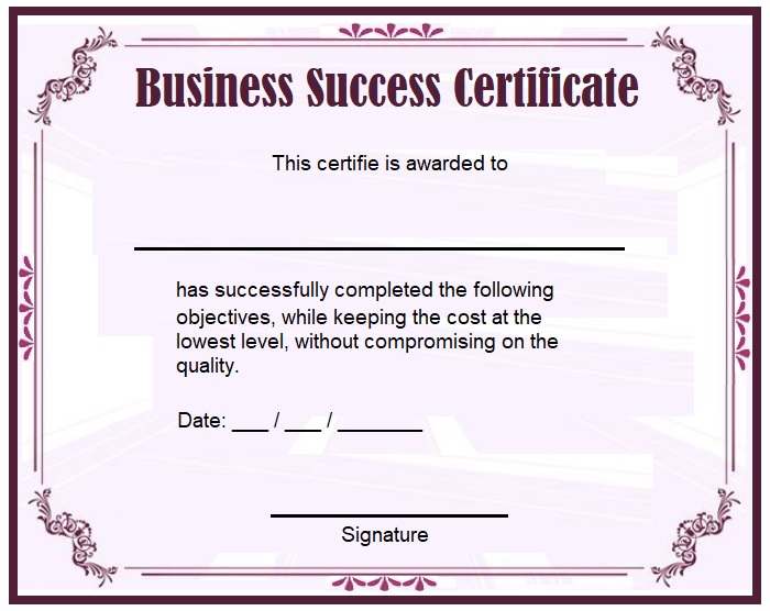 Business Success Certificate Template