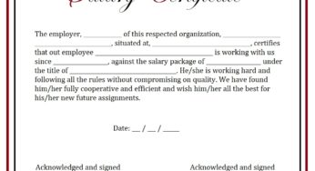 Salary Certificate Format