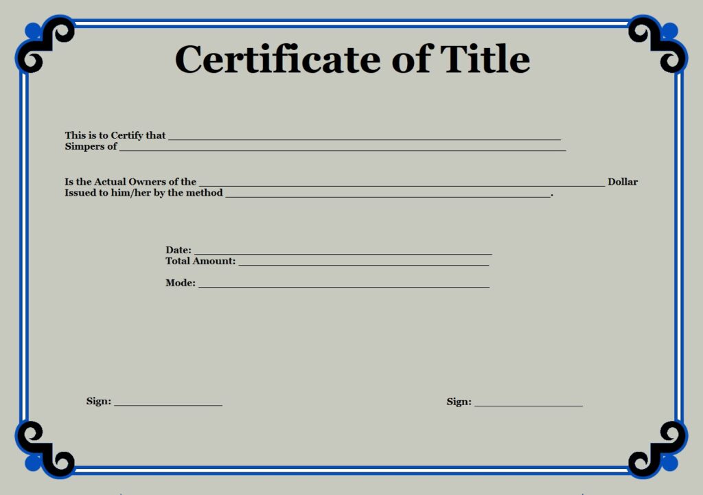 Certificate of title template free word excel templates