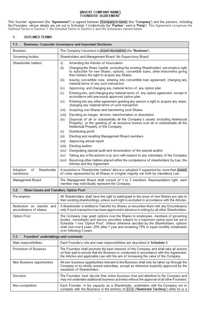 Founders Agreement Template