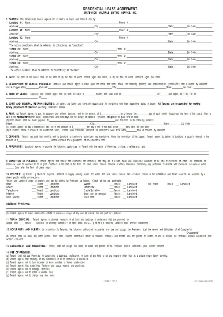Residential Lease Agreement Template