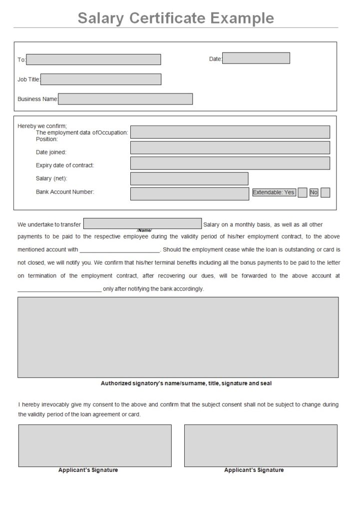 Salary Certificate Example