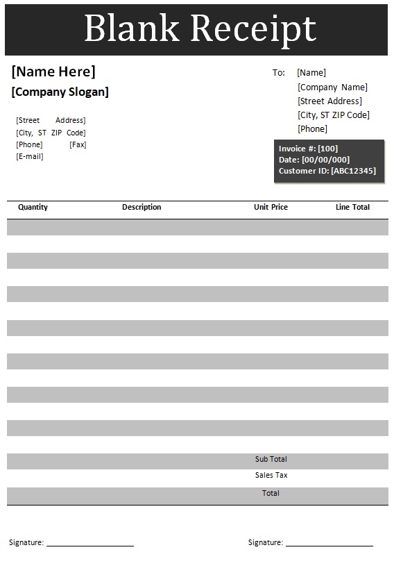 Blank Receipt Template
