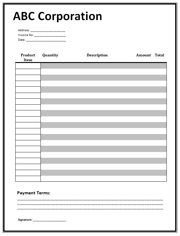 Blank Service Receipt Template