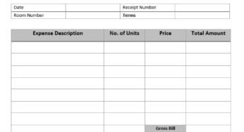 Hotel Receipt Template