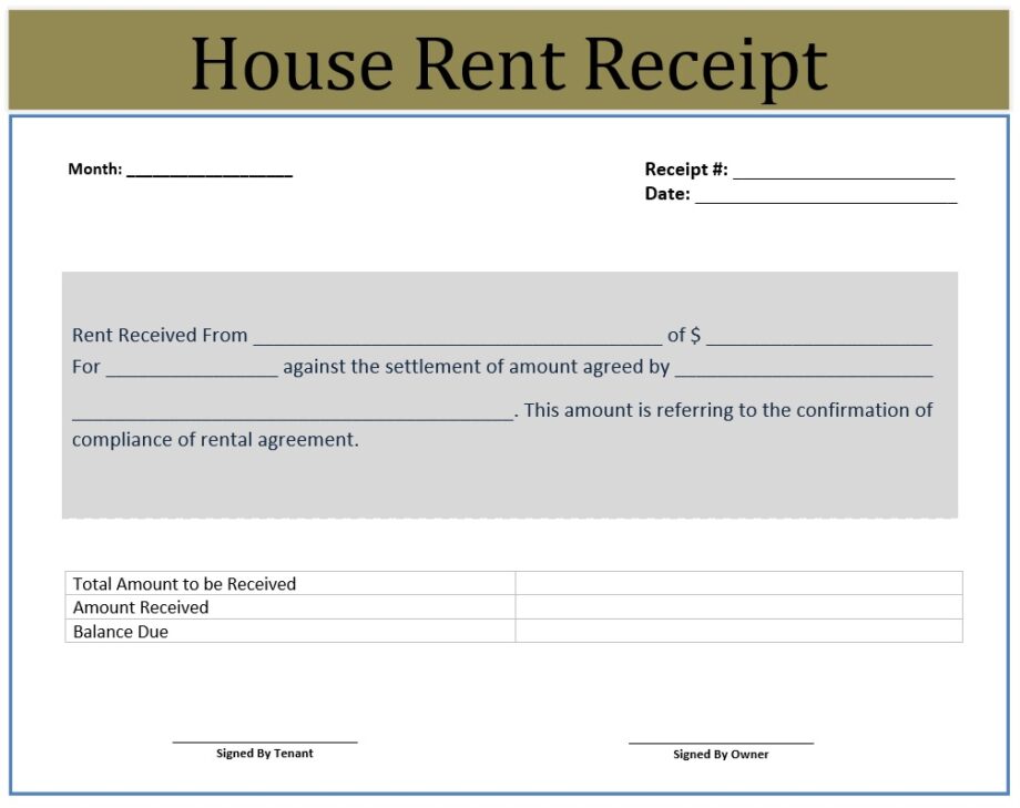 Rent Receipt Template Free Word & Excel Templates