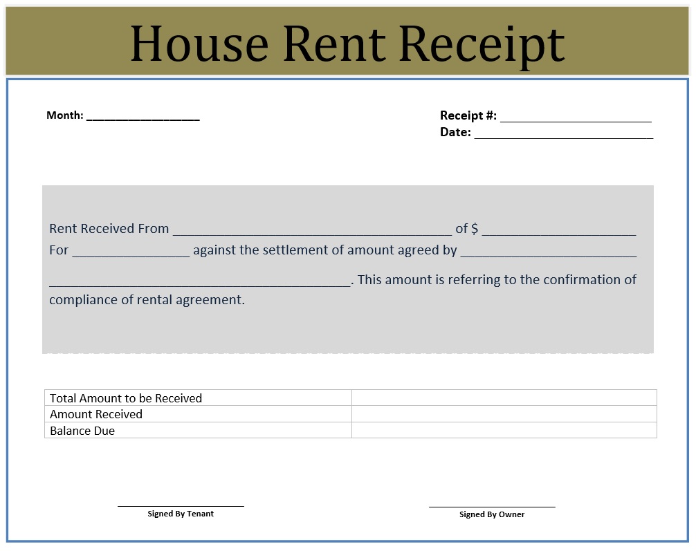 House Rent Receipt Template
