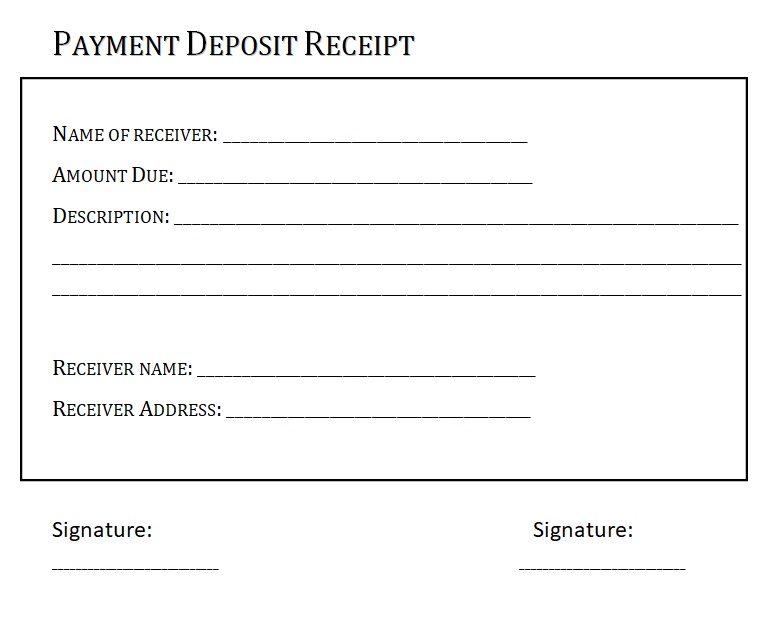 Deposit Receipt Template | Free Word & Excel Templates