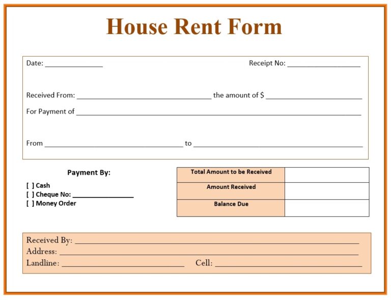 Rent Receipt Template Free Word & Excel Templates