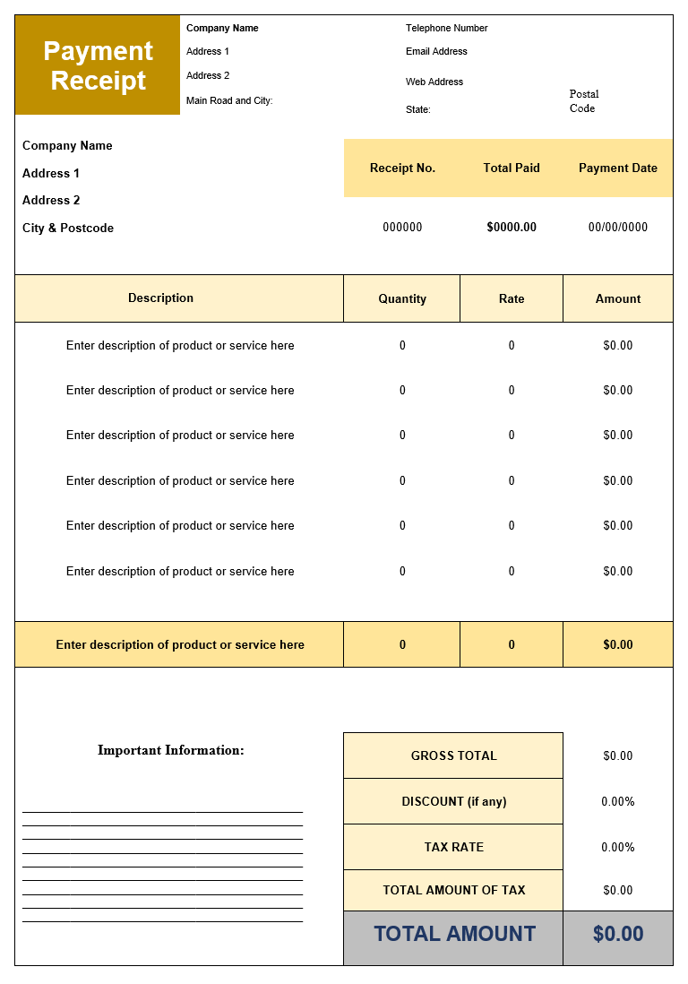 Loan Payment Receipt Template Free Word Excel Templates Loan Payment Receipt Template Free Word Excel Templates