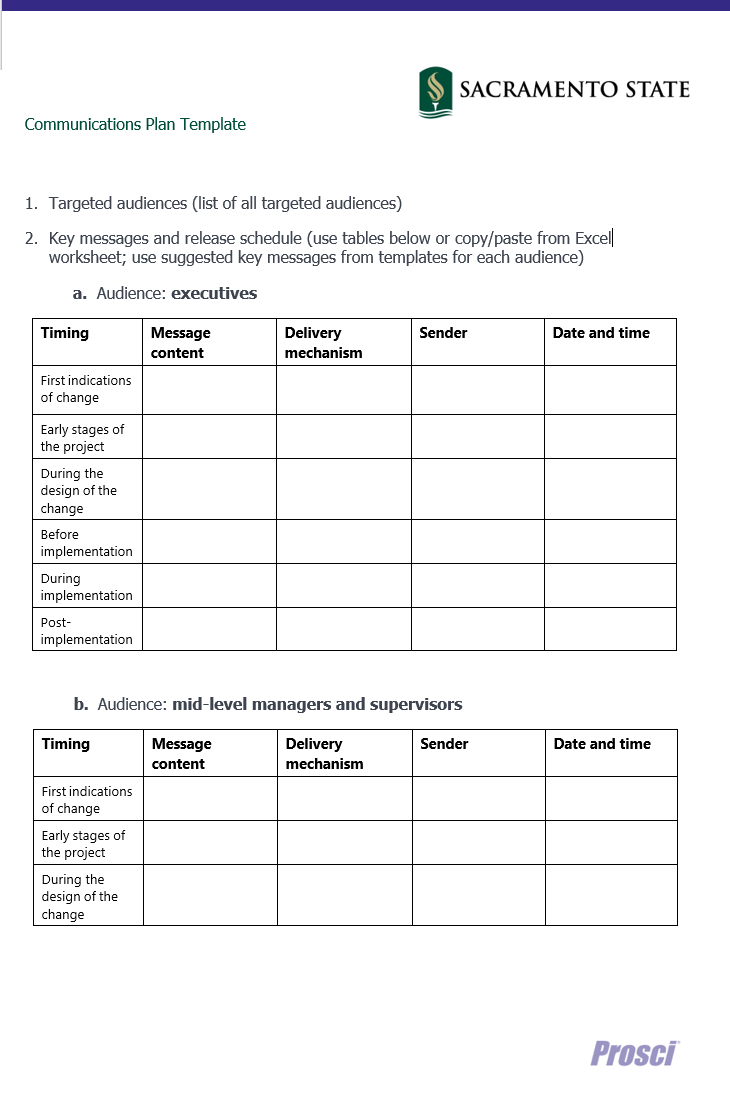Departmental and Internal Communication Plan Format Free Word Excel