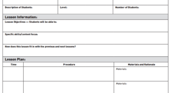 Teacher and Student Lesson Plan Template