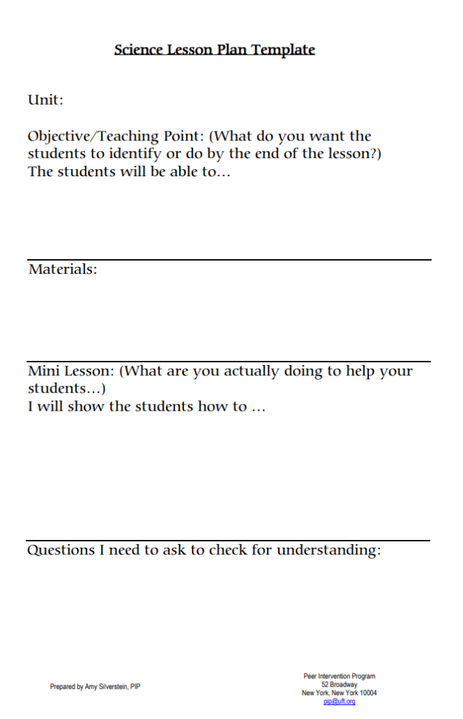 Science Lesson Plan Template
