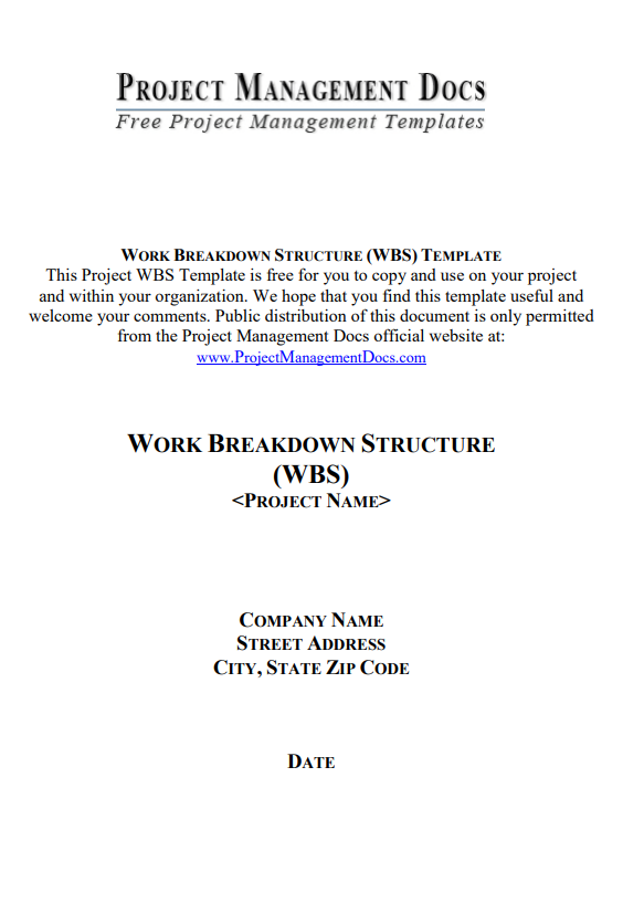 Project Work Breakdown Structure Template