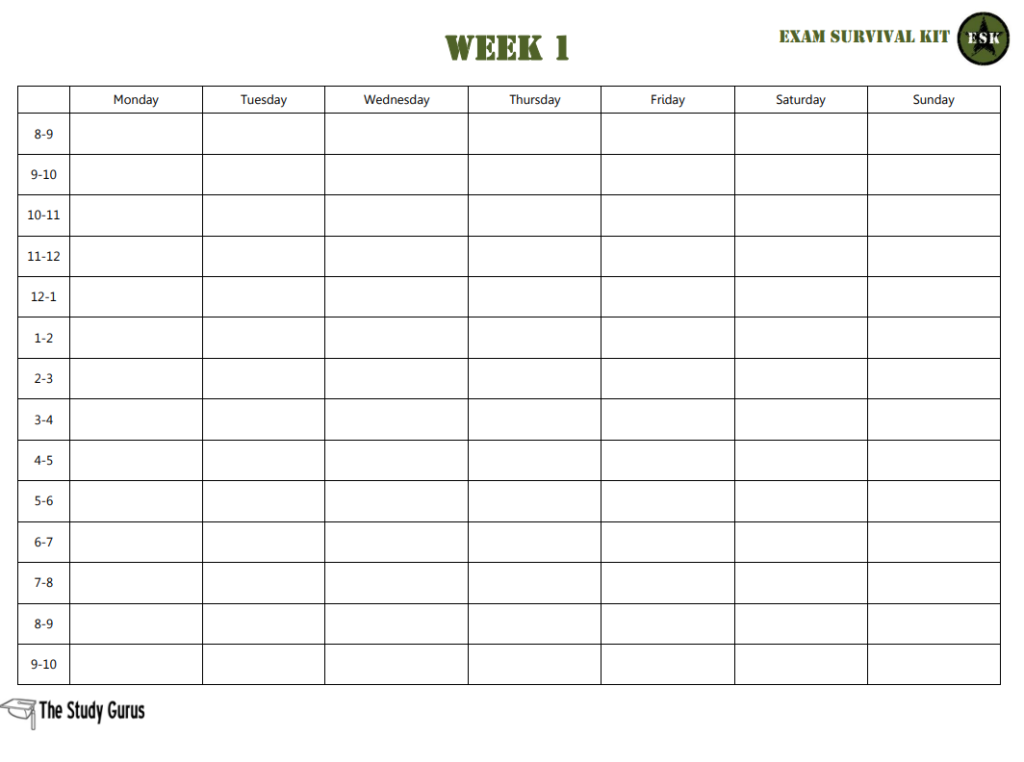 Weekly Timetable Template