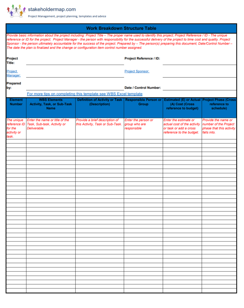Work Breakdown Structure Template Excel