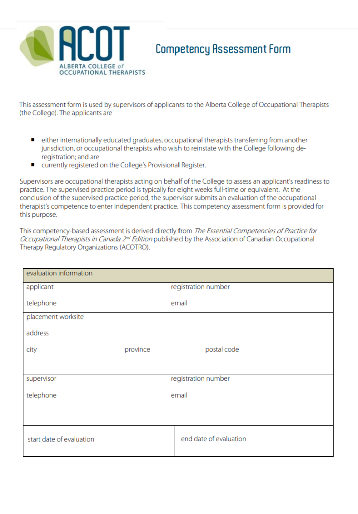 Competency Assessment Form