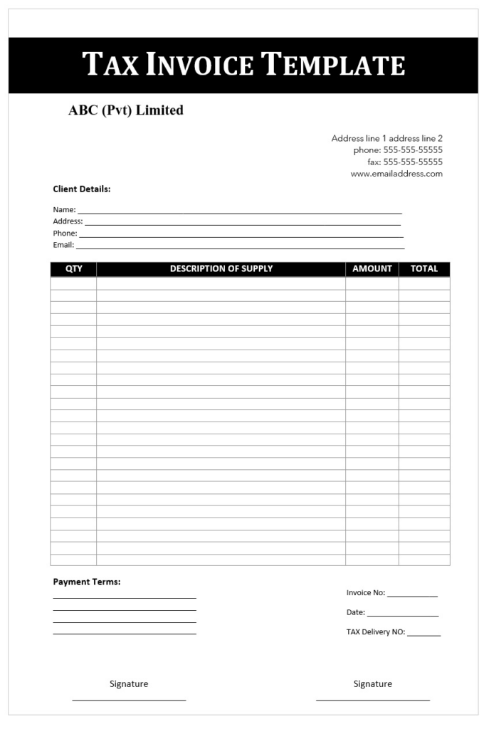 Tax Invoice Template