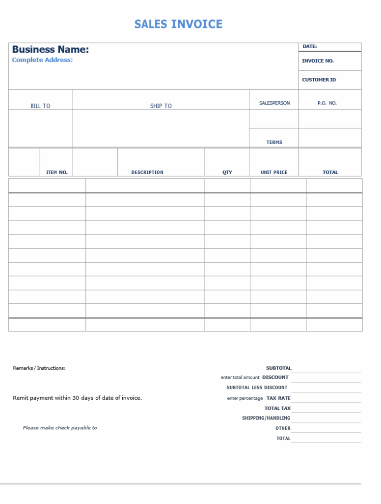 Sales Invoice Example