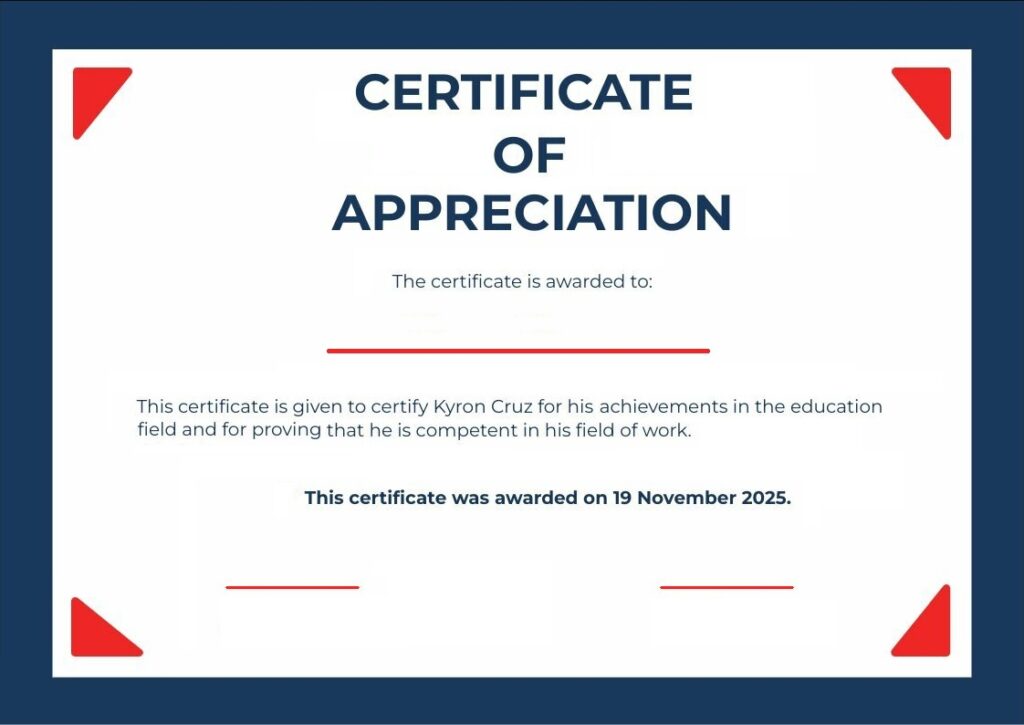 Certificate of Appreciation Template