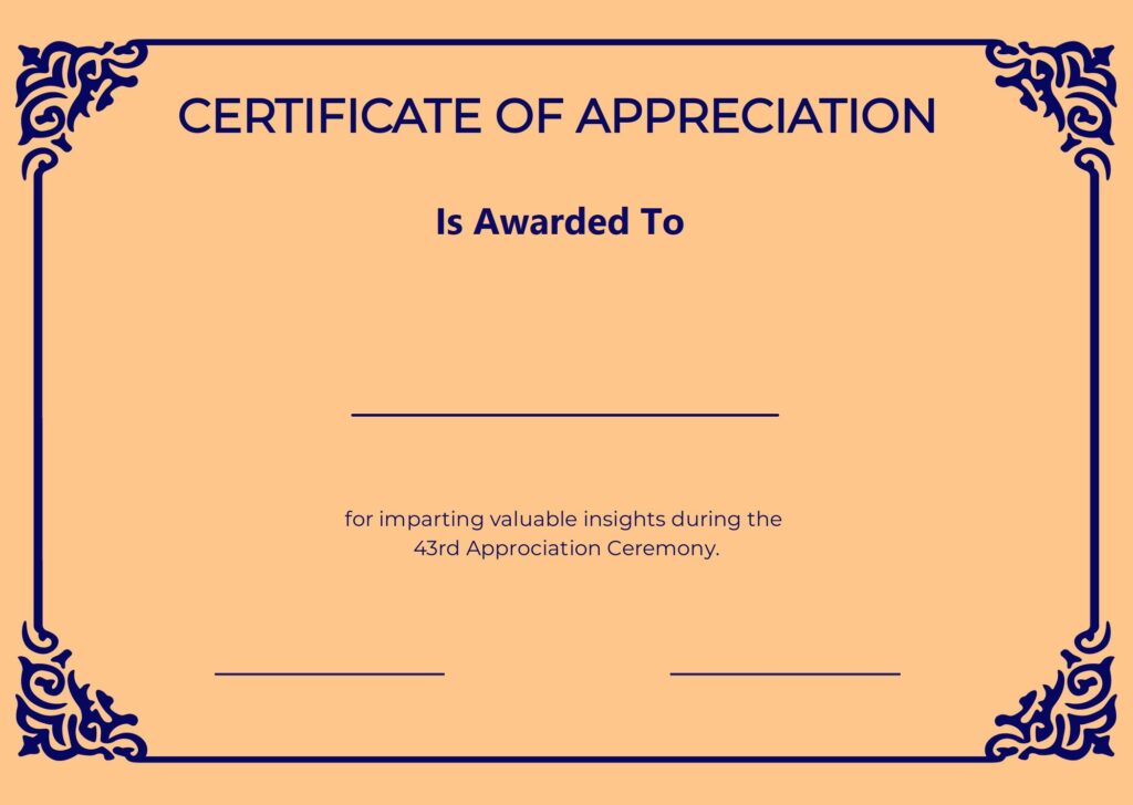Certificate of Appreciation Format