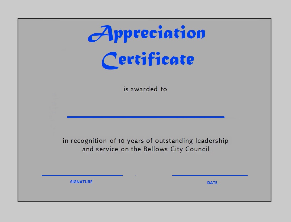 Free Appreciation Certificate Template