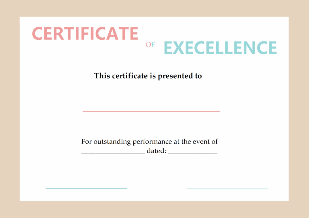 Certificate of Excellence Sample