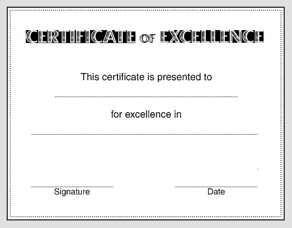 Certificate of Excellence Template