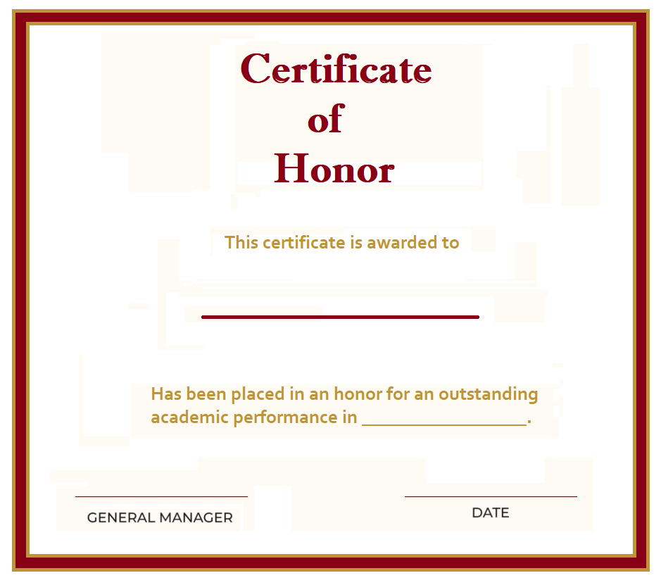Certificate of Honor Template
