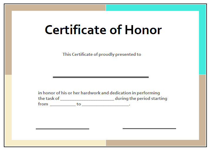 Certificate of Honor Format