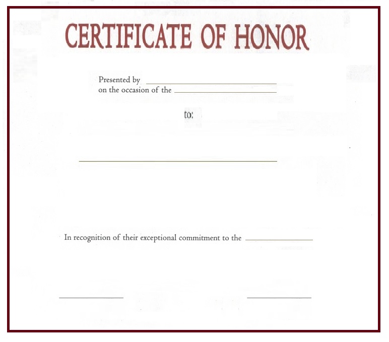 Honor Certificate Template