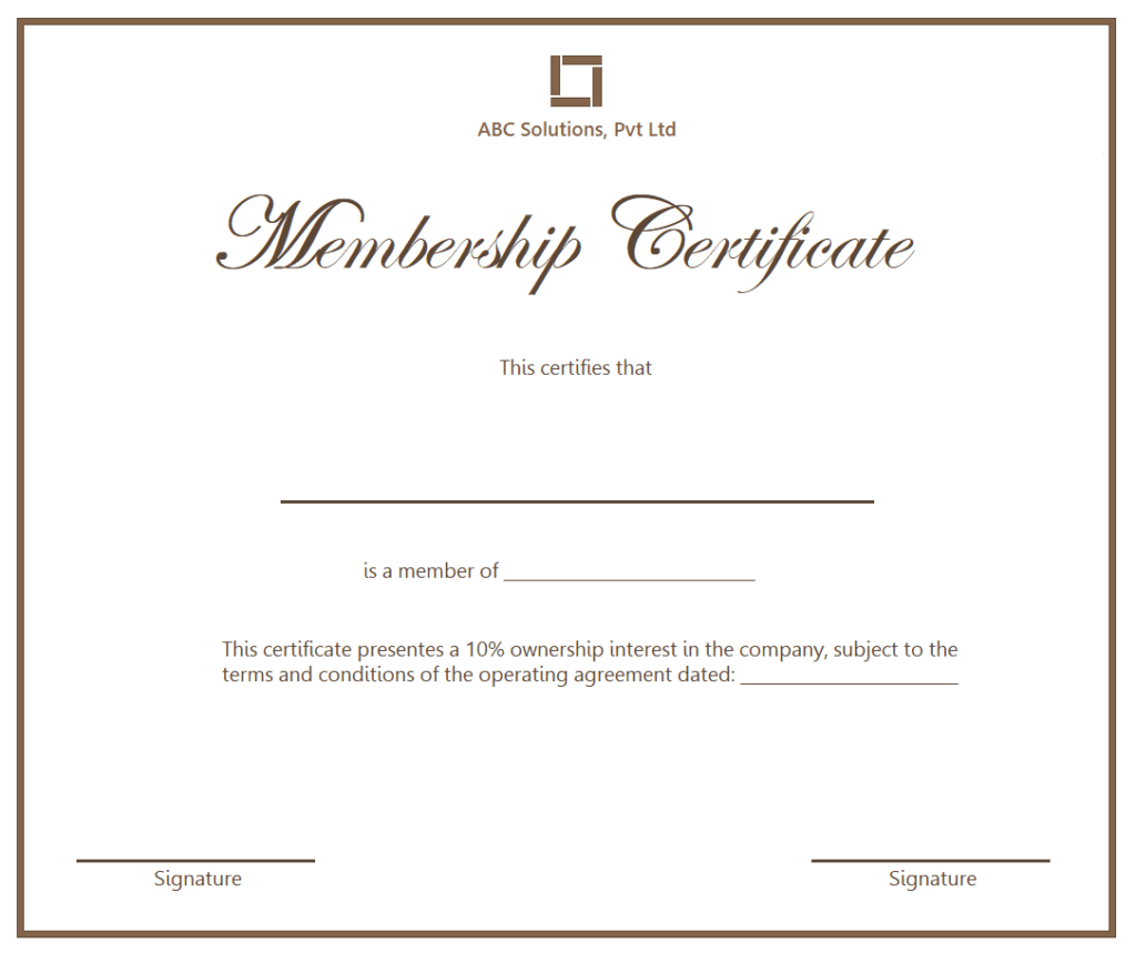 membership certificate format