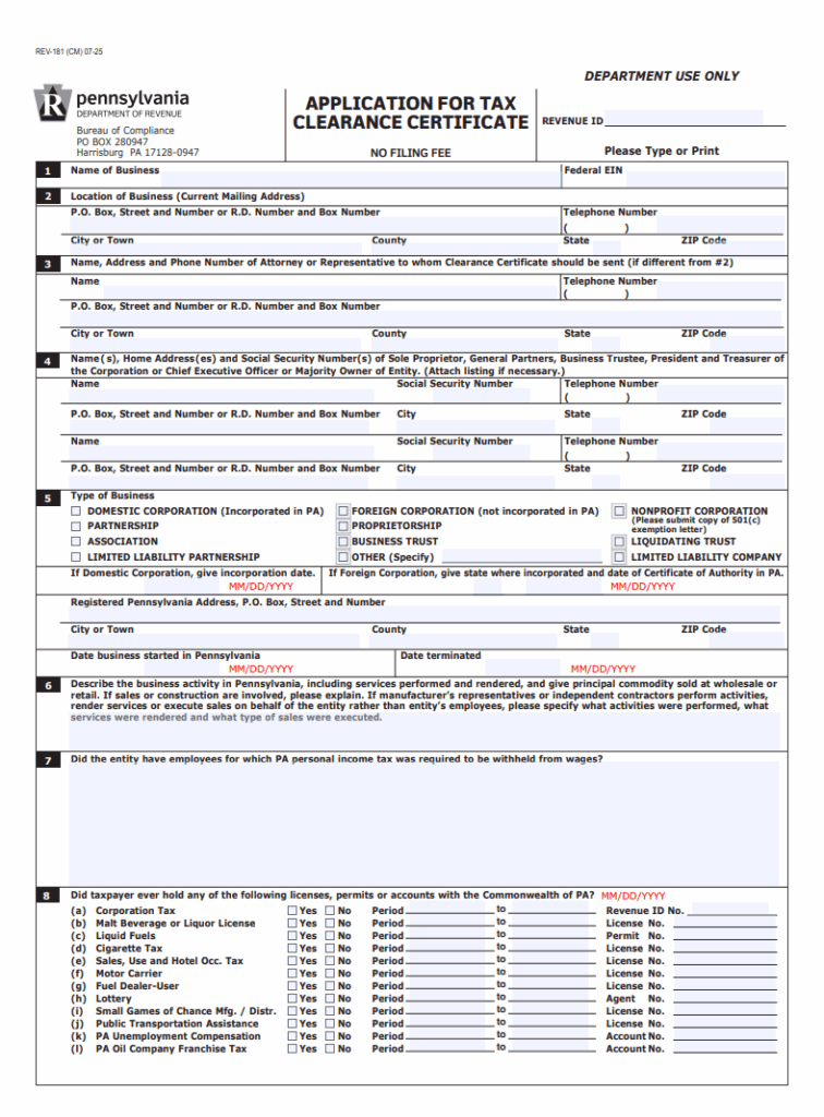 Tax Clearance Certificate Template