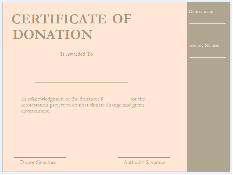 Certificate of Donation Template