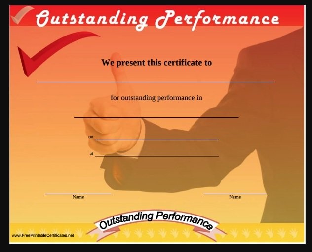 Outstanding performance certificate template