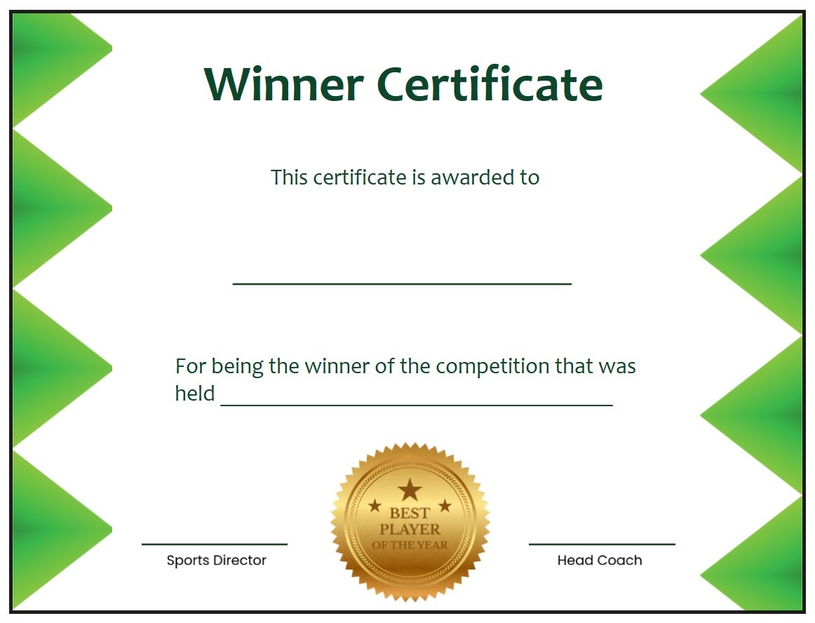 Winner Certificate Template