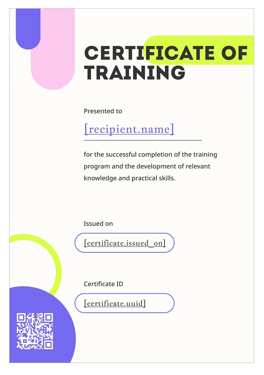 Certificate of Training Template